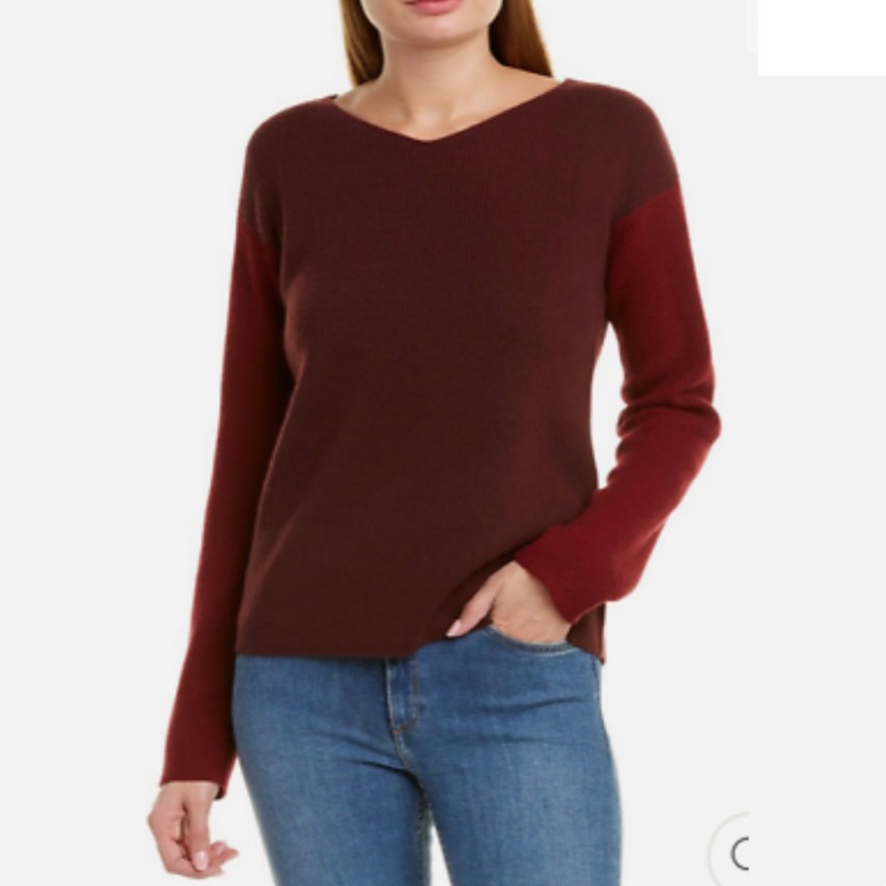 Vince colour block wool cashmere sweater black cherry merlot